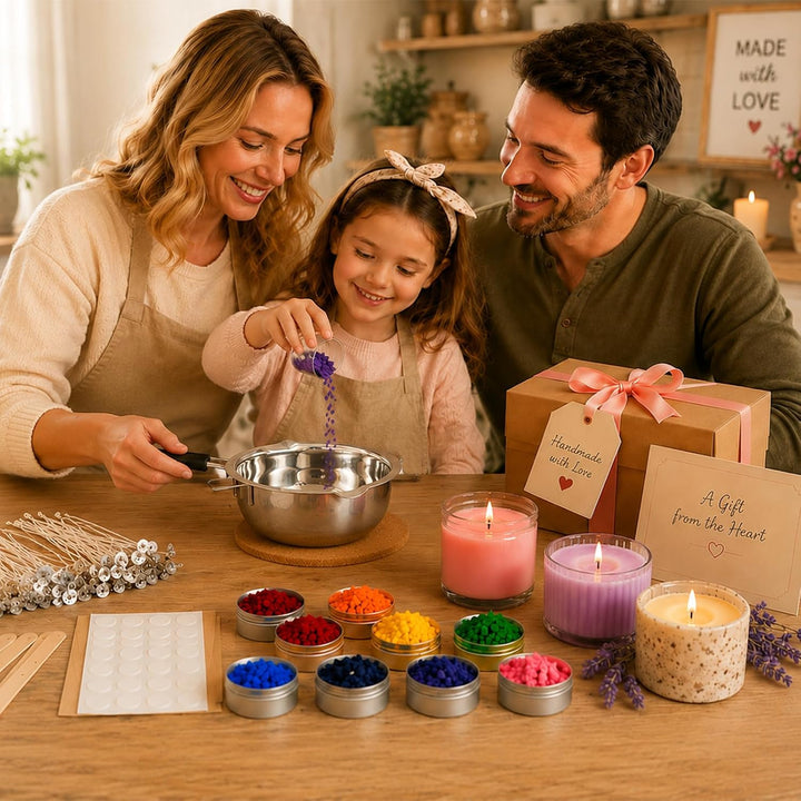 JVHLOV Kerzen Selber Machen Set, Candle Making Kit mit 600ml Wachsschmelztopf, 200 Kerzendochte, 8 K