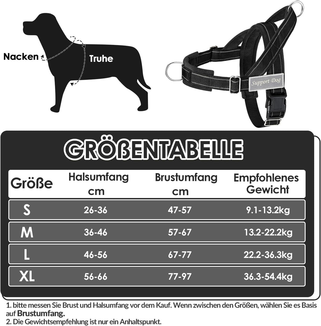 Hundegeschirr mit Leine für grosse mittelgrosse Hunde, Weich gepolsterter Brustgeschirr mit 2 Leinen