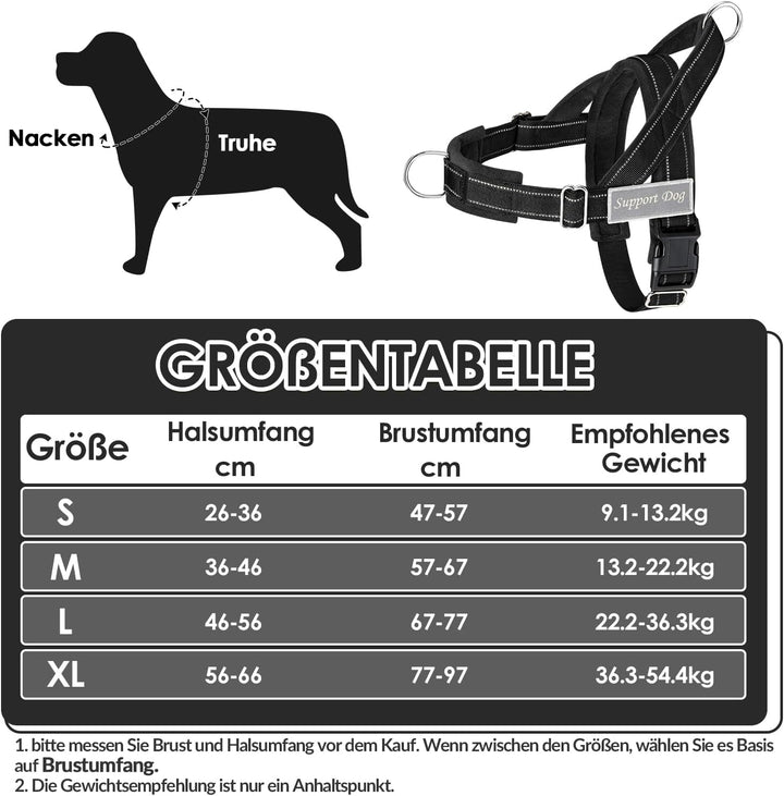 Hundegeschirr mit Leine für grosse mittelgrosse Hunde, Weich gepolsterter Brustgeschirr mit 2 Leinen