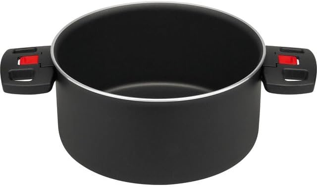 BALLARINI Click + Cook Kochtopf, Antihaftbeschichtet, 24 cm, Mit klappbaren Kunststoff-Griffen, Schw