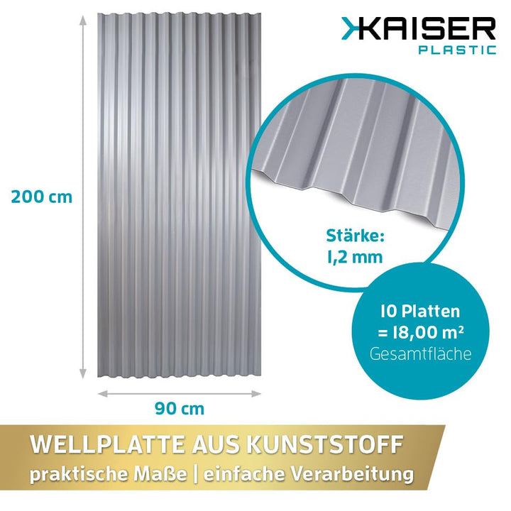 KAISER plastic® Wellplatten Grau | Wellplatten Dach, Welldach Kunststoff | Dachplatten wetterfest |