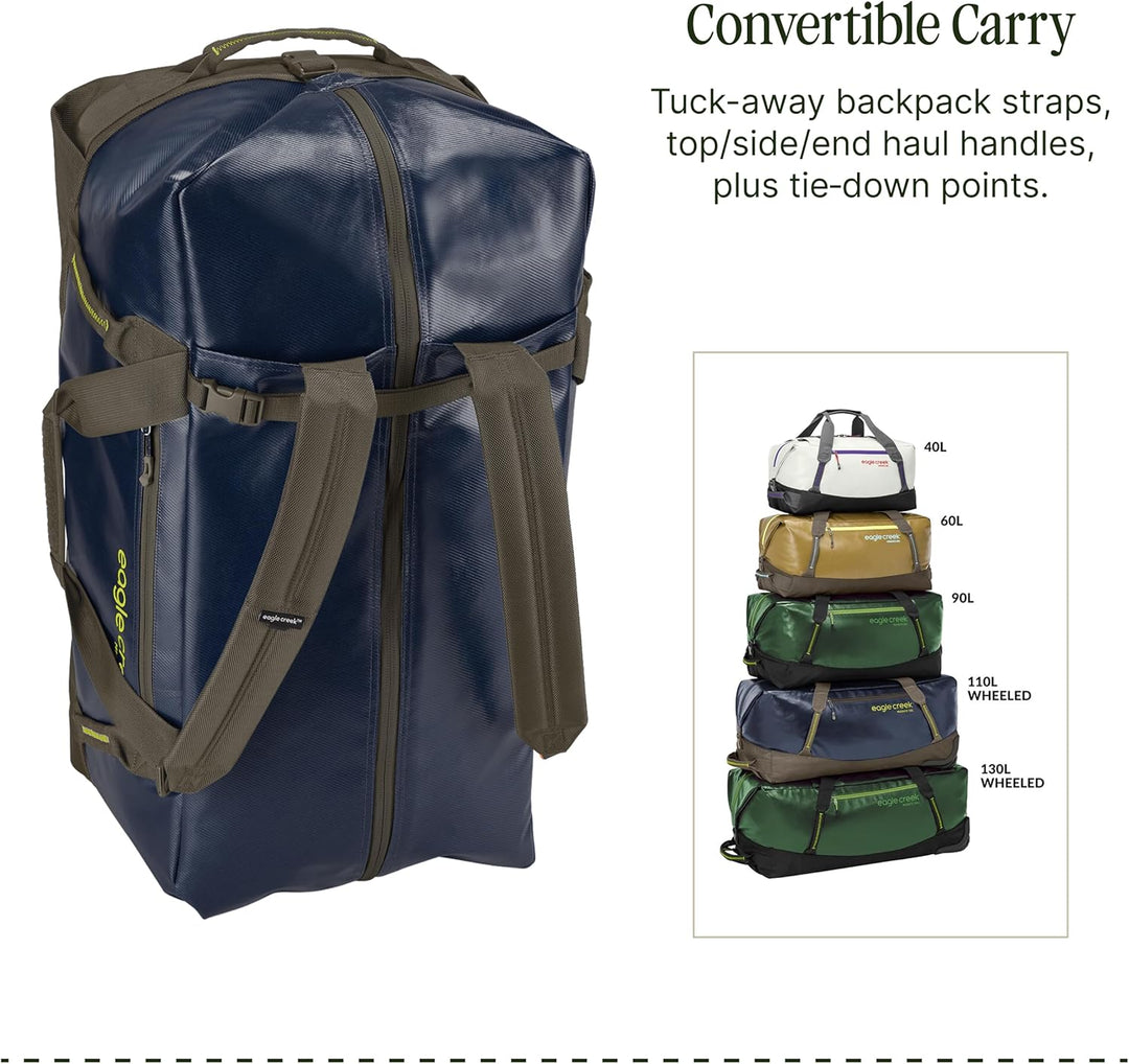 Eagle Creek Migrate Duffel Reisetasche – 100% recycelte Materialien, breite Öffnung und verstaubare