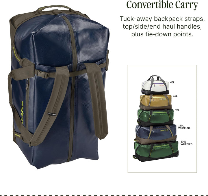 Eagle Creek Migrate Duffel Reisetasche – 100% recycelte Materialien, breite Öffnung und verstaubare