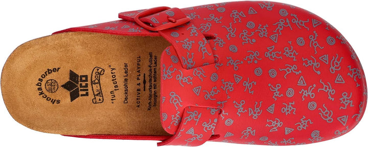 Lico Unisex Bioline Clog PrintPantoletten 36 EU Rot Grau, 36 EU Rot Grau
