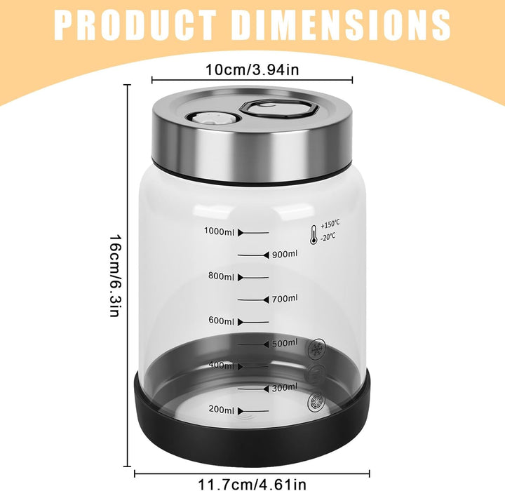 Fermentierglas mit Deckel 1L, Fermentationsglas mit Gärventi, Kimchi Behälter, Kefir Glas, Fermentie