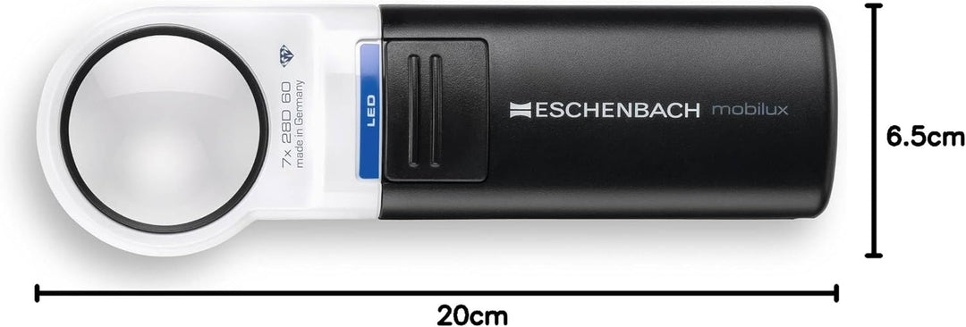 Eschenbach Optik Handlupe mobiluxLED mit LED-Beleuchtung und 7X-Vergrösserung Linsengrösse: (Ø) 35mm