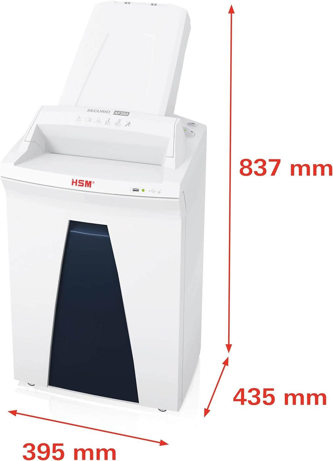 HSM SECURIO AF350 Aktenvernichter I Partikelschnitt 1,9x15 mm I Sicherheitsstufe P-5 I Schredder für