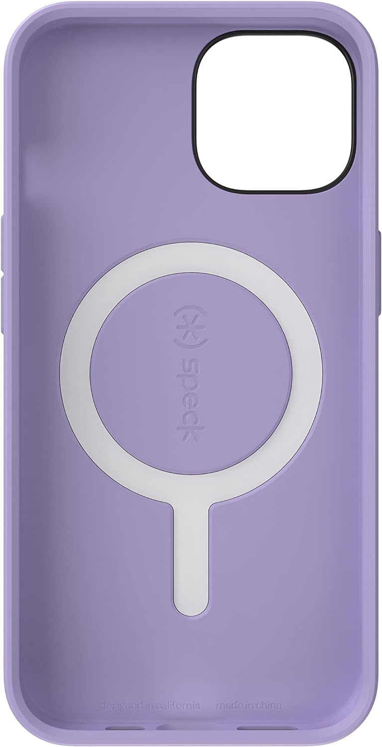 Speck Produkte CandyShell Pro iPhone 14 Hülle, kompatibel mit MagSafe, Cloudy Grey/Spring Purple Wol