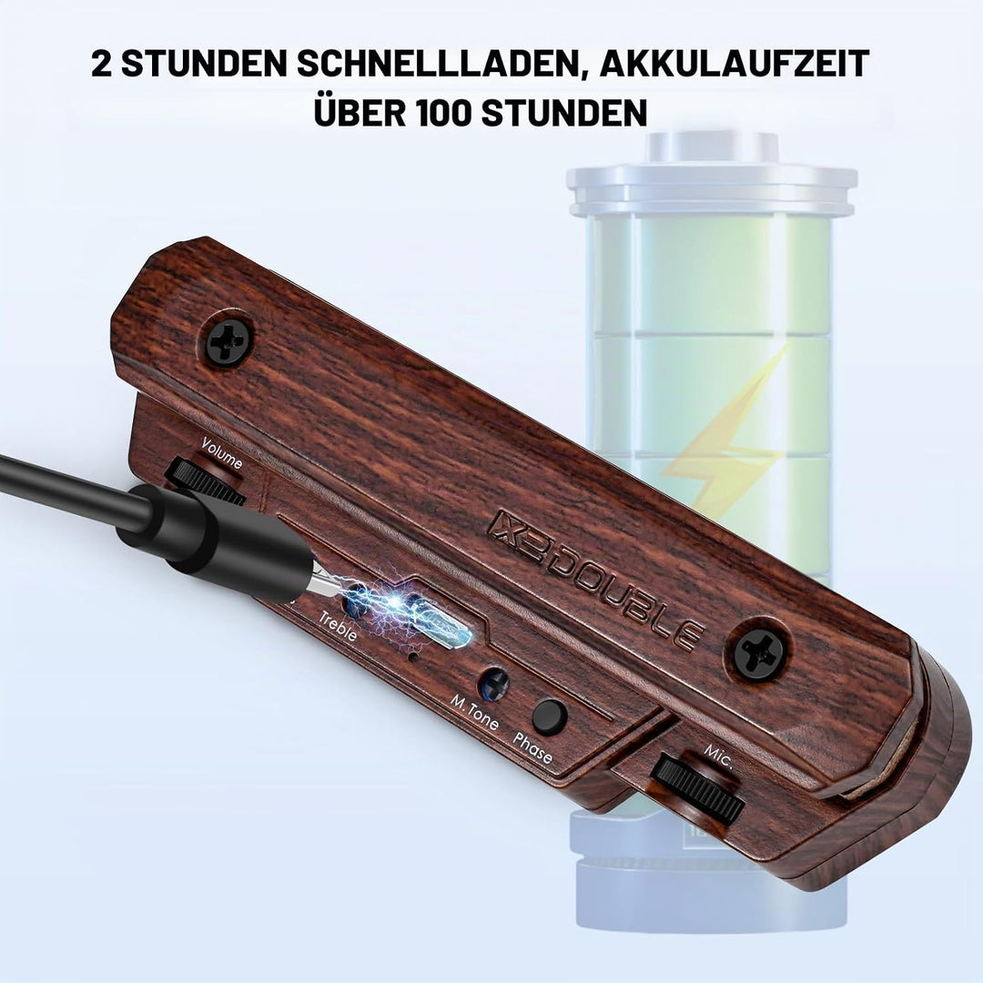 Tonabnehmer für Akustikgitarre, wiederaufladbar, aktiver Schallloch-Gitarren-Tonabnehmer, verstellba