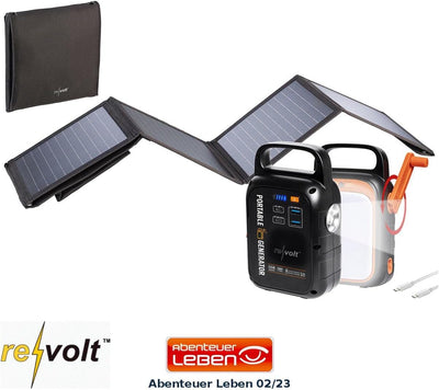 revolt Powerbank Solar: Kurbel-Dynamo-Powerstation (22,5 Ah) mit 28-Watt-Solarpanel (Solarpowerbank,