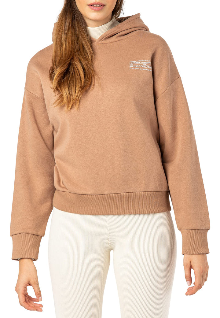 Sublevel Damen Basic Pullover Hoodie mit Mini-Print XL Brown, XL Brown