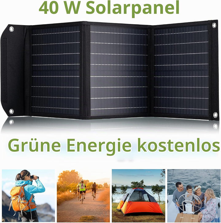 Bresser Solar Ladegerät 40W mit 1x DC- und 3x USB-A-Anschlüssen inkl. USB-A-Buchse mit QC3.0 zur Sch