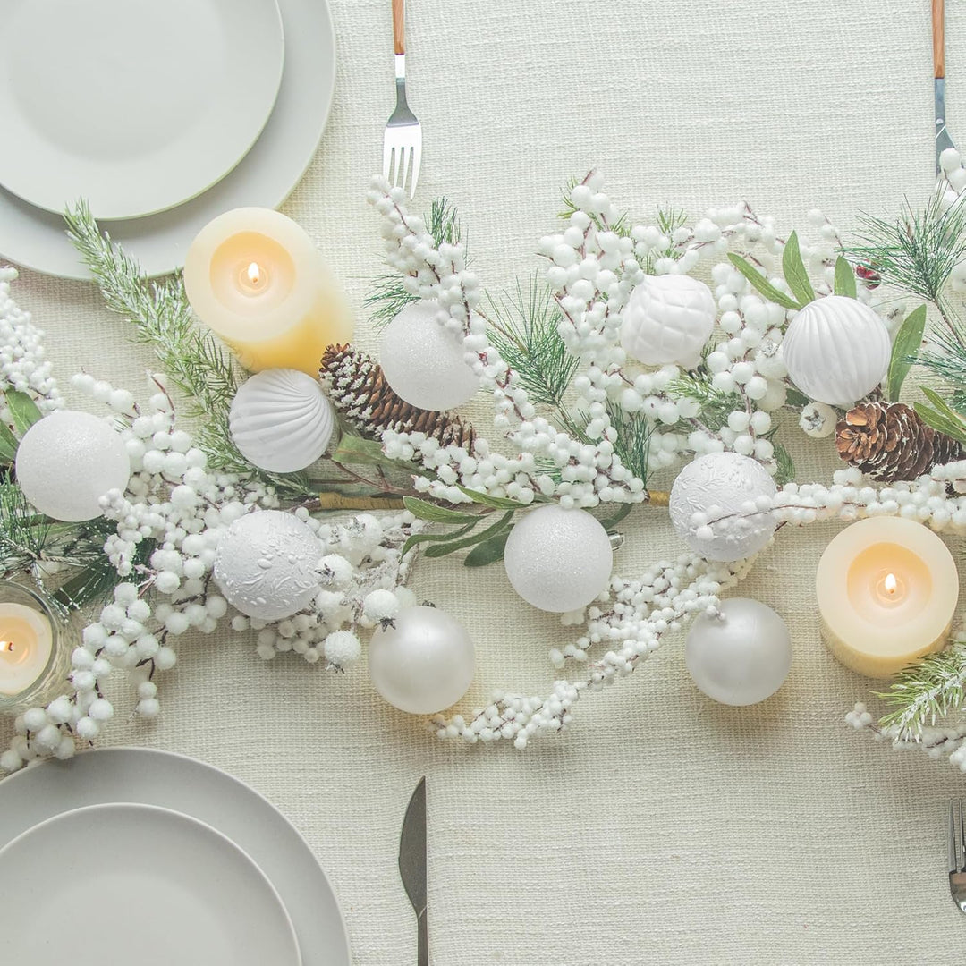 Busybee weihnachtskugeln 18 Stücke 8CM Ornamente für Weihnachtsbaum Weiss Christbaumkugeln Weihnacht