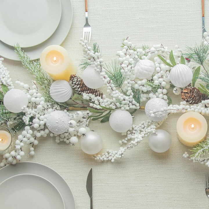 Busybee weihnachtskugeln 18 Stücke 8CM Ornamente für Weihnachtsbaum Weiss Christbaumkugeln Weihnacht