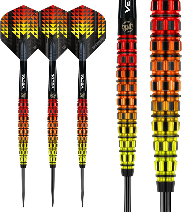 WINMAU Firestorm Flame Professionelles Wolfram-Dart-Set mit Flights und Schäften (Shafts) 23 g Konis