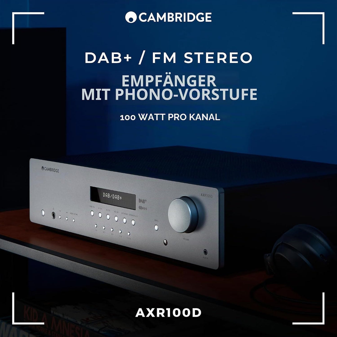 Cambridge Audio AXR100D - Separater 100 Watt Stereo HiFi-Receiver mit integrierter Phonostufe, Dab/F