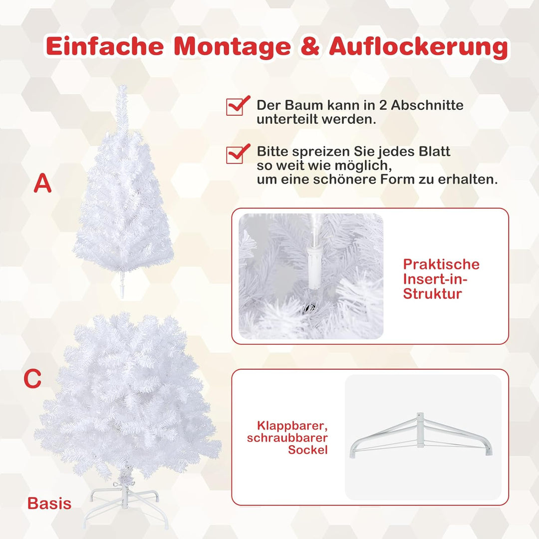 GOPLUS 150/180/210/240cm Weihnachtsbaum Weiss, Festliche Weihnachtdekoration für Zuhause, Weisser Ta