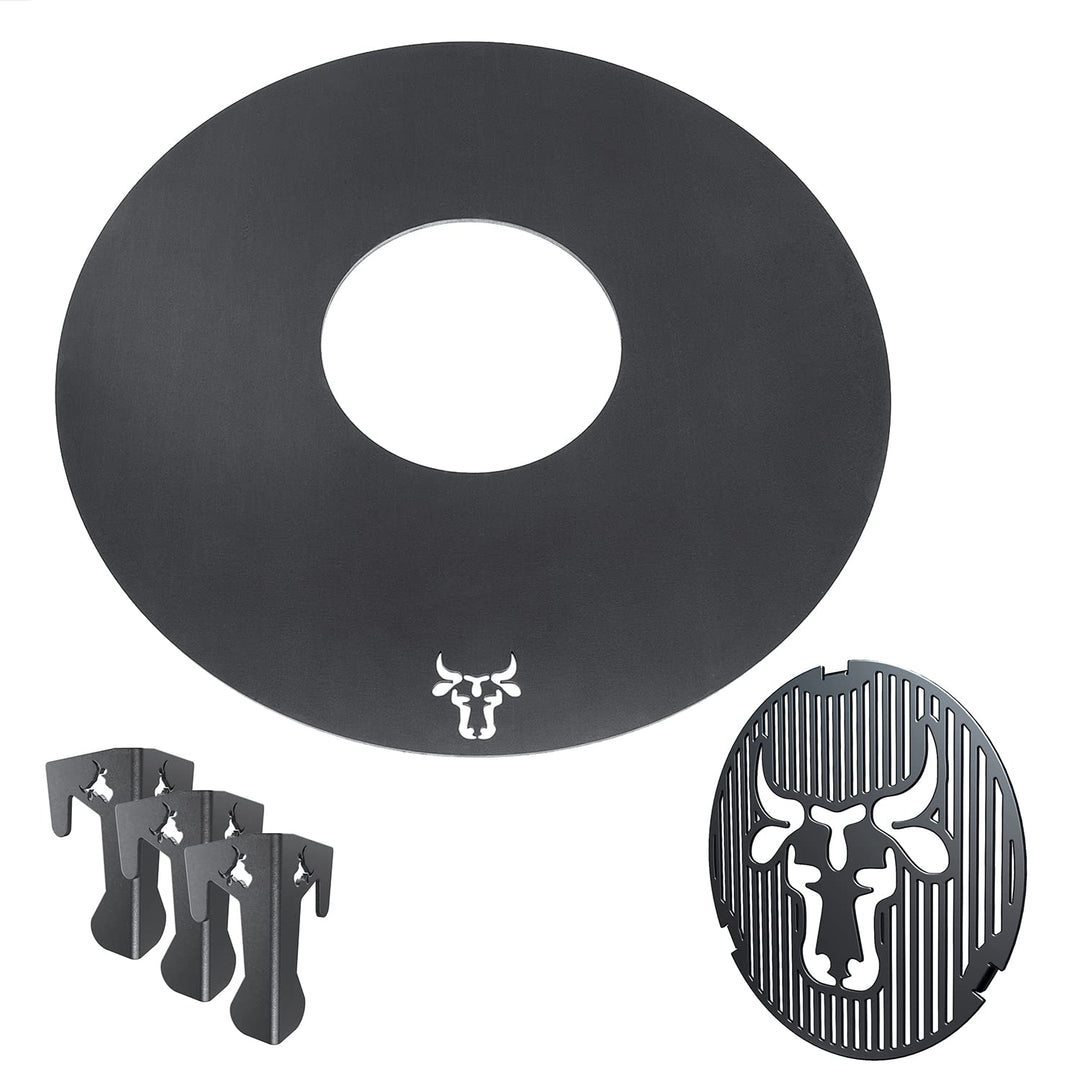 tuning-art GR05 Grillring + Grilleinsatz + Abstandshalter 3er Set | Rund | Bullenmotiv | Stahl | Pla