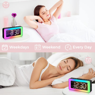 Sukeen Wecker Digital, Wecker Kinder Digital, Wecker Mit Licht, Digitaler Uhr Mit Doppelalarm, 8 Ein