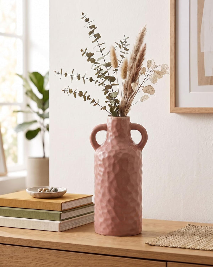 Dekorative Blumenvase Keramik Wohnzubehör 24 cm Rosa Drama