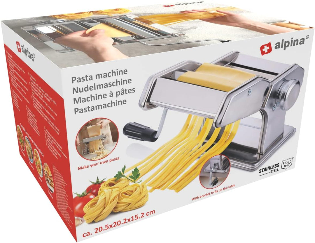 alpina Nudelmaschine Manuell - Edelstahl - Tischklemme - Spaghetti, Ravioli, Lasagne