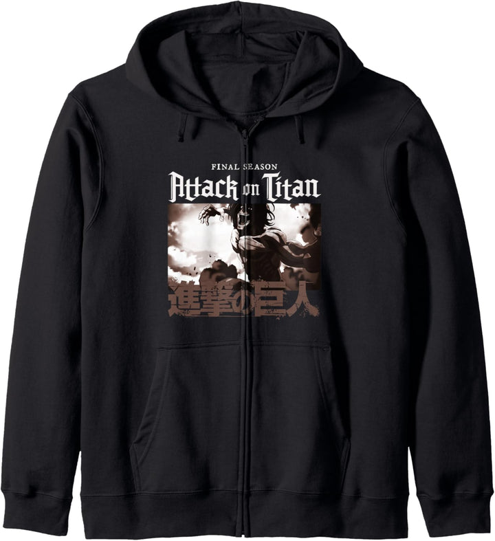 Attack on Titan Season 4 Englisch und Kanji Logo Kapuzenjacke