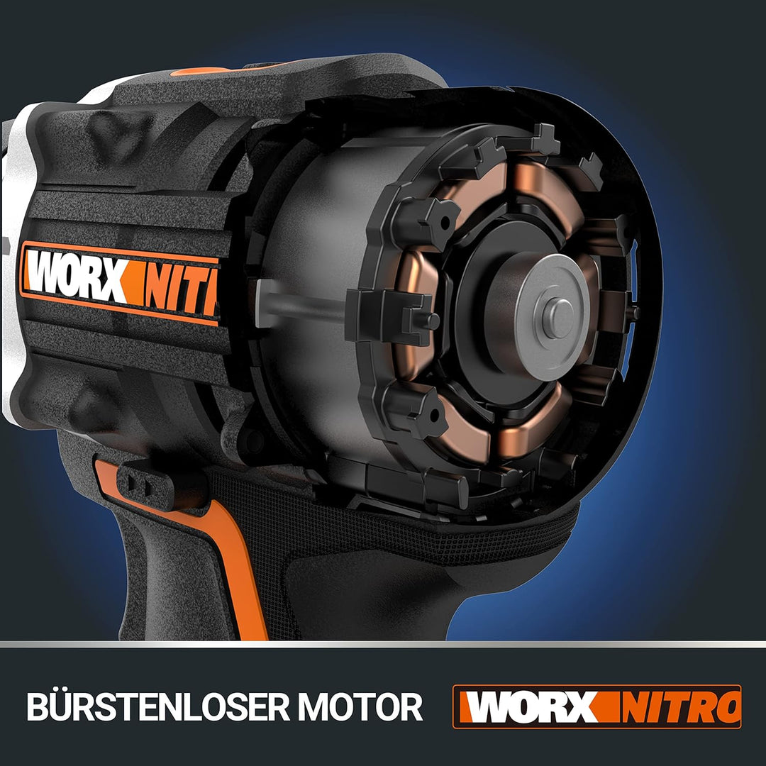 WORX WX352.9 Akku Schlagbohrschrauber Set, Bürstenloser Akkuschrauber 20V, 60Nm, 2-Gang-Getriebe und