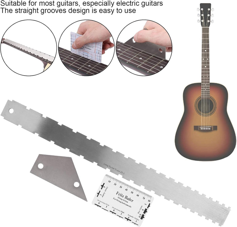 Gitarrenlineal, Edelstahl Straight Groove Design Gitarrenhals Straight Edge Lineal String Action Lin