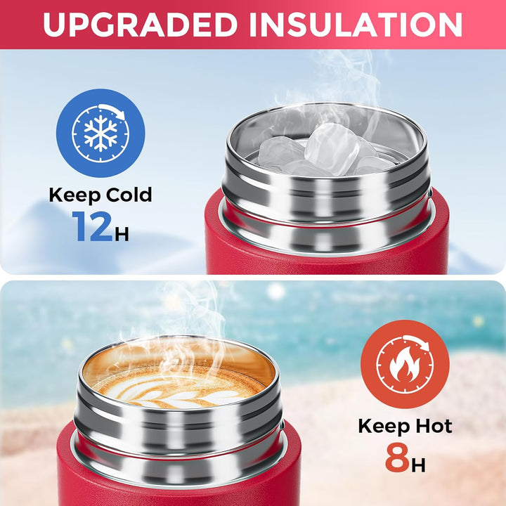 【Upgrade-Version】Exllena Mini Thermosflasche 250ml mit Edelstahl-Deckel, Trinkflasche Klein Doppelwa