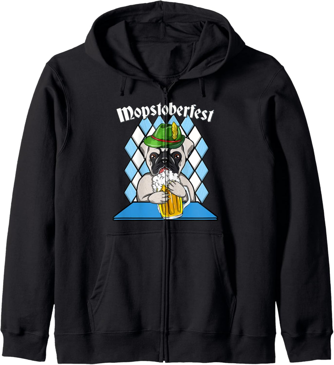 Oktoberfest MOPSTOBERFEST Bier trinkender Mops Wiesn Hunde Kapuzenjacke