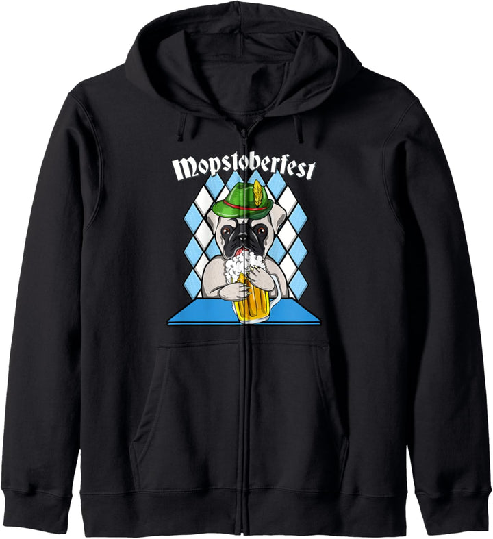 Oktoberfest MOPSTOBERFEST Bier trinkender Mops Wiesn Hunde Kapuzenjacke