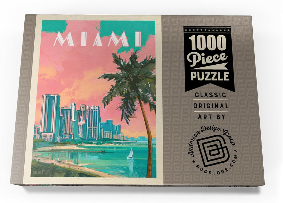 Miami, FL: South Beach, Vintage Poster - Premium 1000 Teile Puzzle - MyPuzzle Sonderkollektion von A