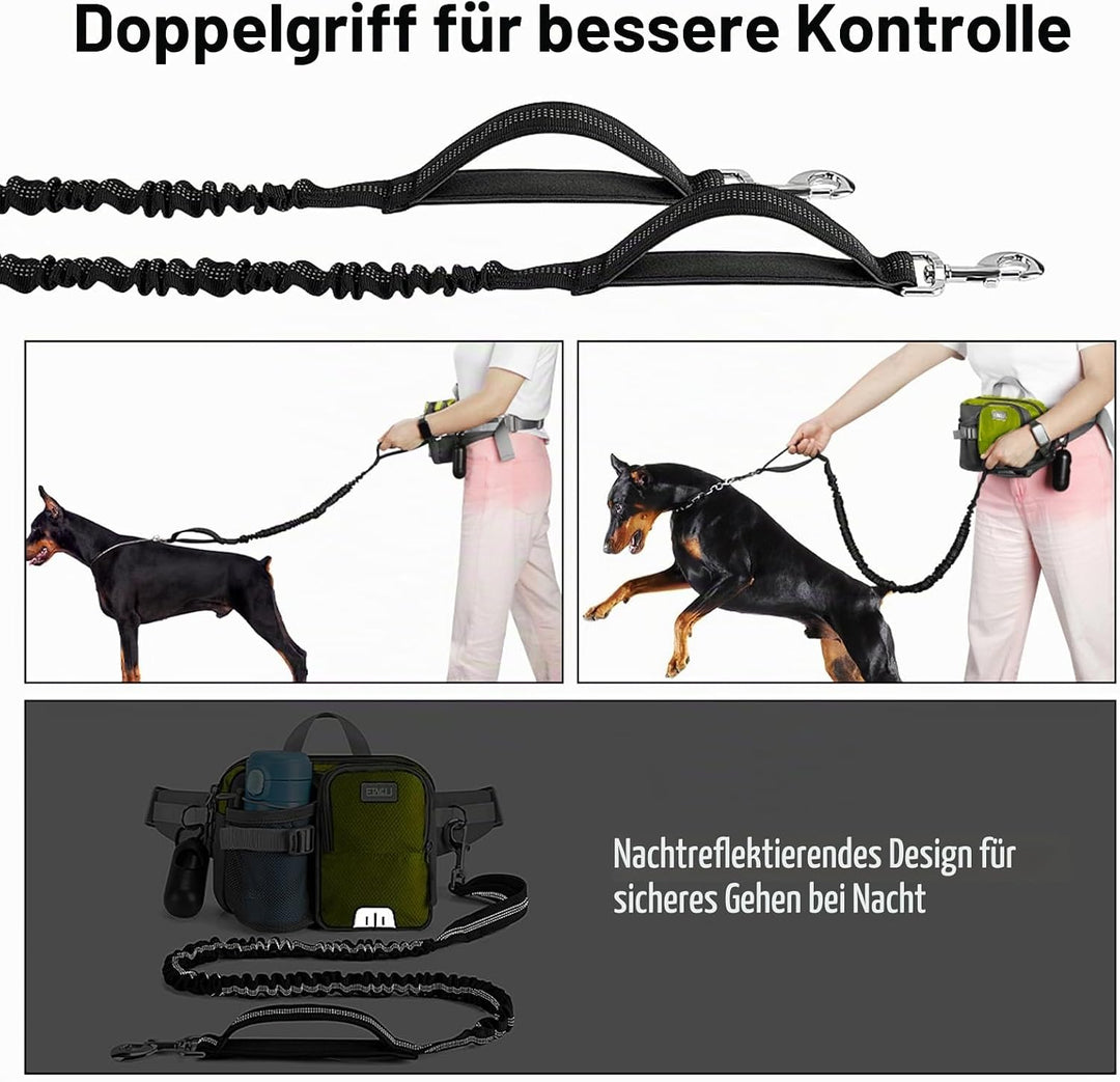 ETACCU Joggingleine Hunde mit Bauchgurt, Freihandleinen Jogging Hundeleine für grosse und mittelgros