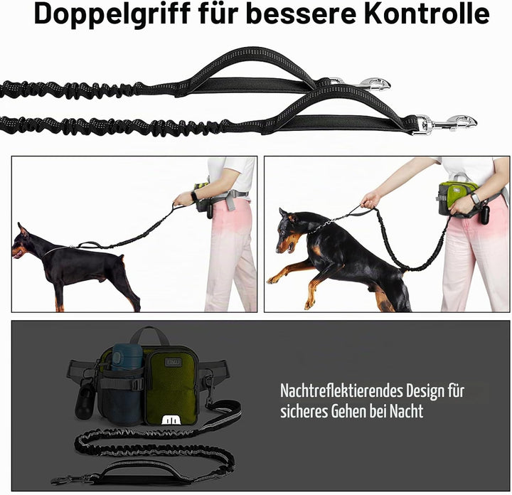 ETACCU Joggingleine Hunde mit Bauchgurt, Freihandleinen Jogging Hundeleine für grosse und mittelgros