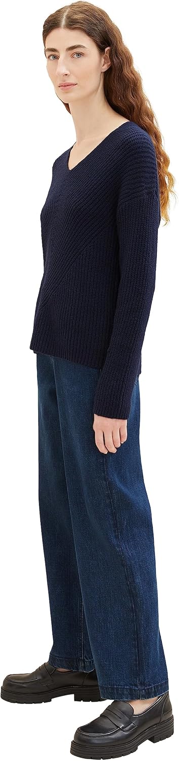 TOM TAILOR Damen High Waist Culotte Jeans mit weitem Bein 28W / 32L 10113 - Clean Mid Stone Blue Den