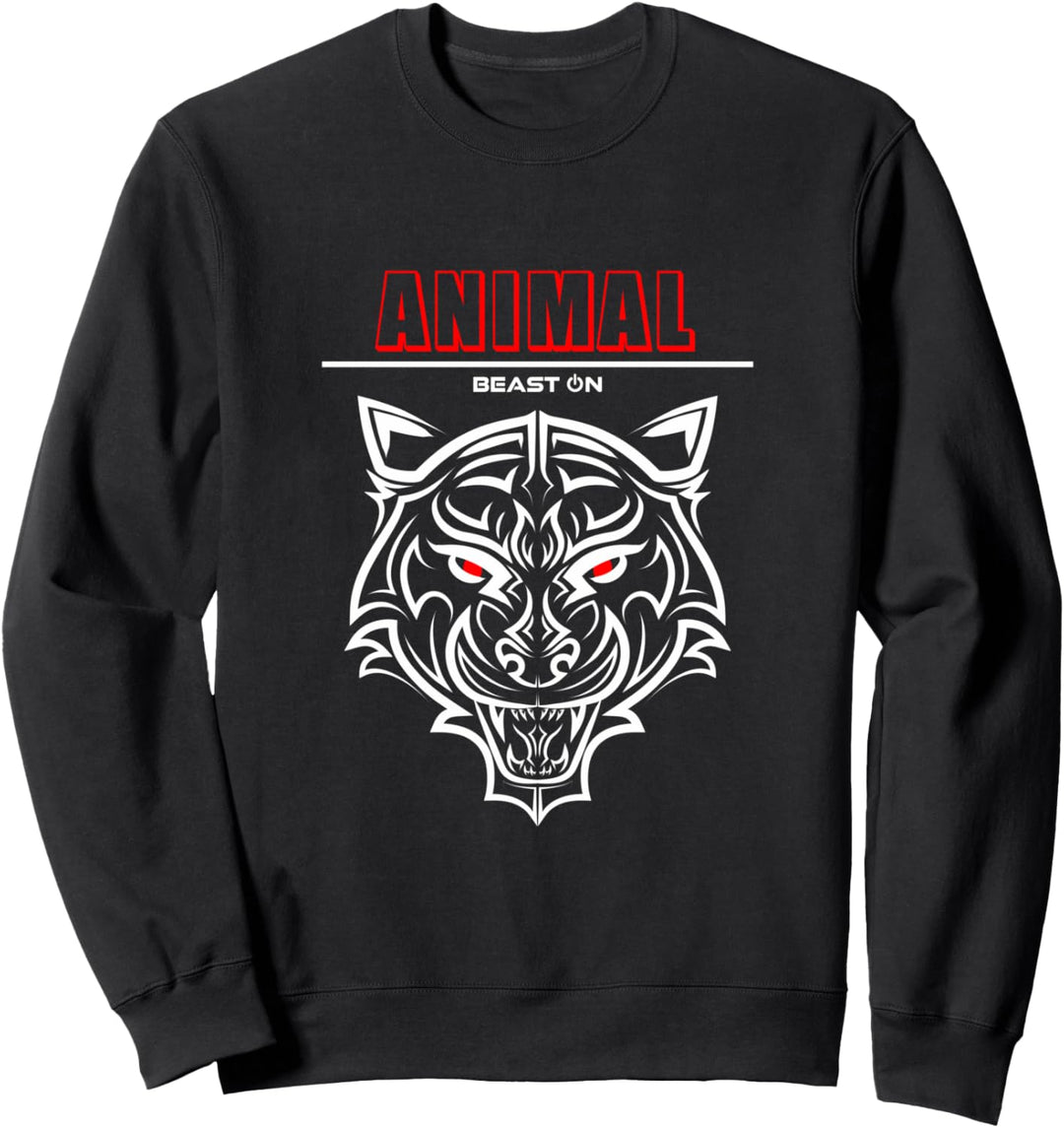 Tiger Kopf Rot Animal Gains Gym Workout Fitness Training Sweatshirt