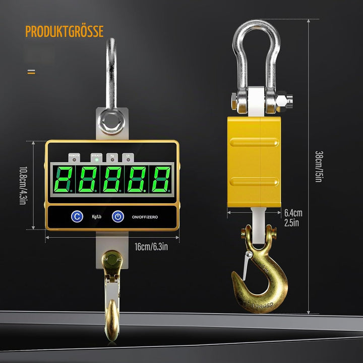 Yontwe Elektronische Hängewaage 2000kg Industrielle schwere Hängewaage Wiederaufladbare superklare d