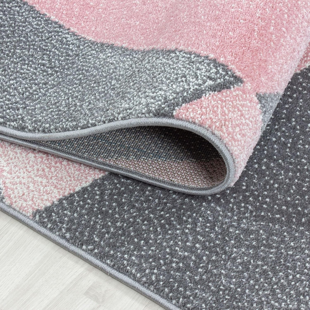 Carpetsale24 Designer Teppich Modern Abstrakt Gemustert – Pink und Grau – Wohnzimmerteppich für mode