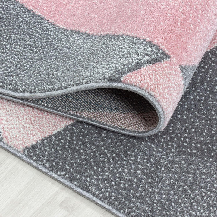 Carpetsale24 Designer Teppich Modern Abstrakt Gemustert – Pink und Grau – Wohnzimmerteppich für mode