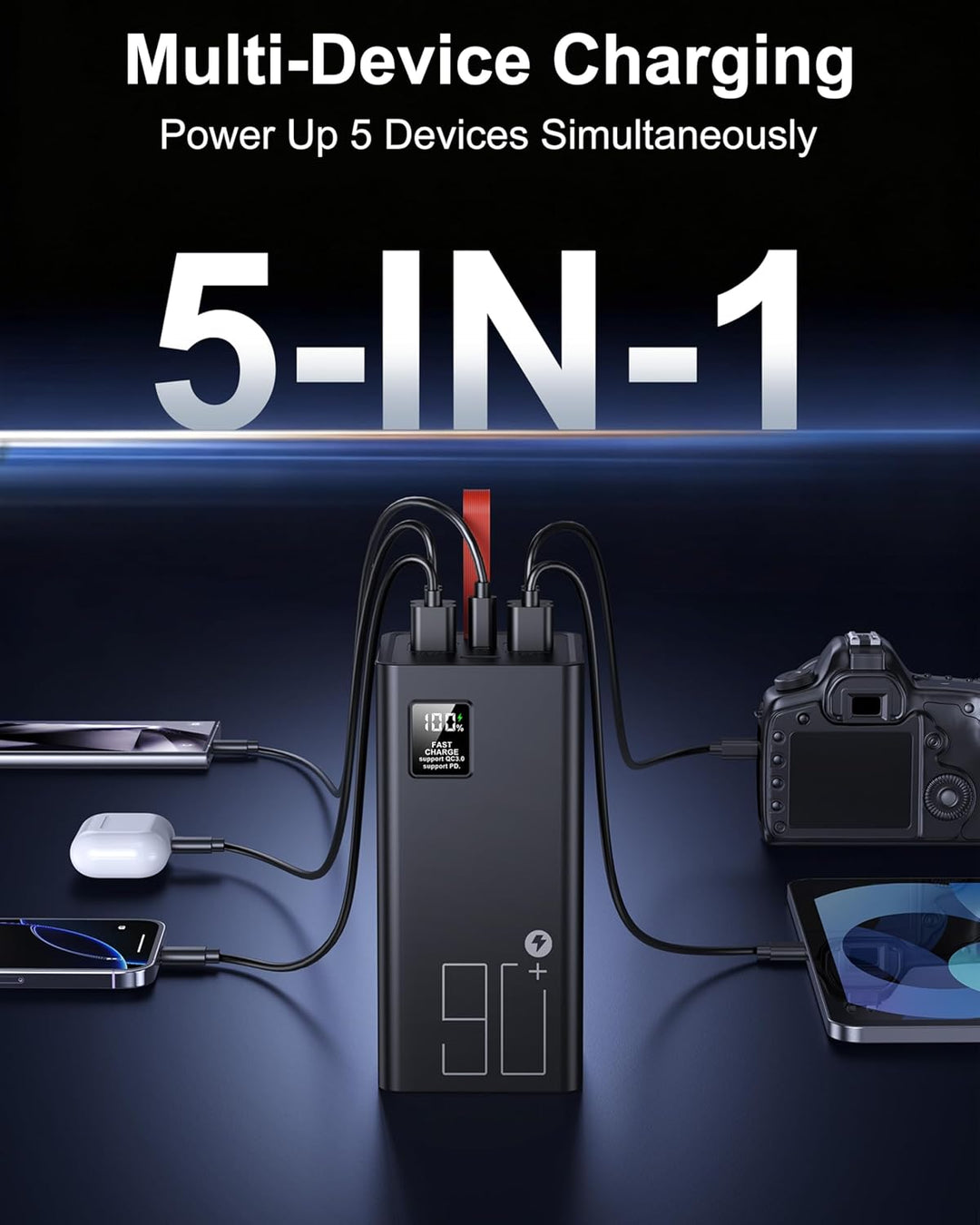 2026 grosse Powerbank 90000mAh, Power Bank 30W PD USB-C Schnellladefunktion, Externer Akku mit LED-A