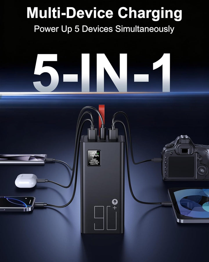 2026 grosse Powerbank 90000mAh, Power Bank 30W PD USB-C Schnellladefunktion, Externer Akku mit LED-A
