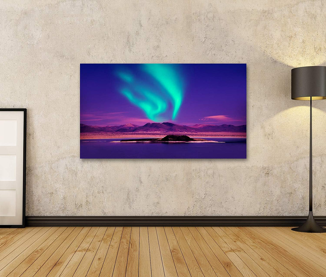 islandburner Bild auf Leinwand Nordlichter Aurora Borealis Bilder Wandbilder Poster Leinwand 100x57c