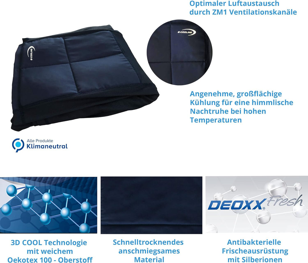 E.COOLINE Kühlende Bettdecke -135x295cm | selbstkühlende Decke für erholsamen Schlaf | kühler Schlaf