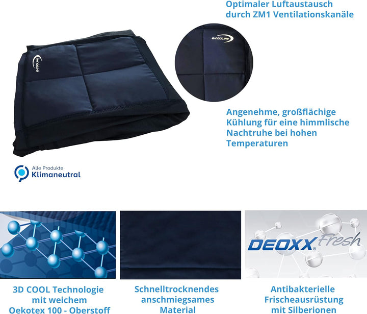 E.COOLINE Kühlende Bettdecke -135x295cm | selbstkühlende Decke für erholsamen Schlaf | kühler Schlaf