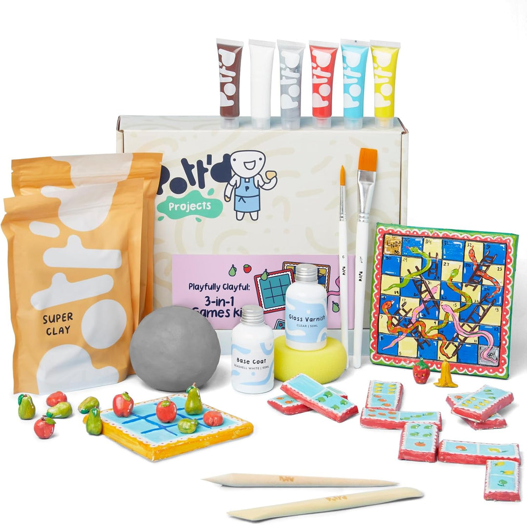 Pott'd Mini-Töpfer-Sets | Lufttrocknendes Töpferset für Erwachsene | Mit Farben, Töpferwerkzeugen un