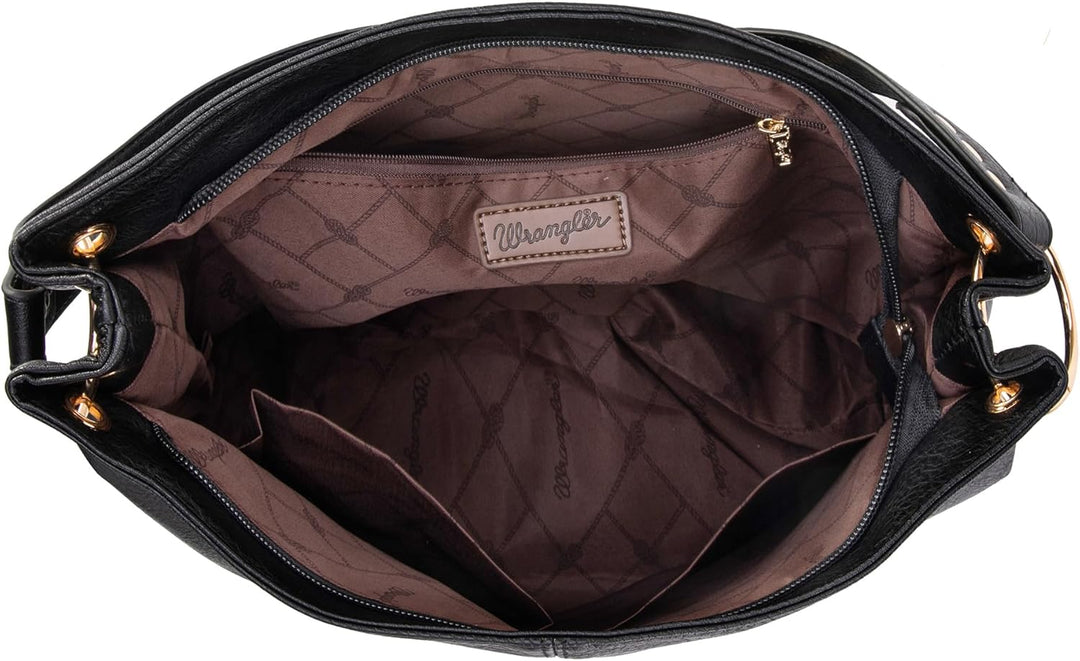Wrangler Hobo-Taschen für Damen, veganes Leder, Griff oben, Schultertaschen und Handtaschen Einfarbi