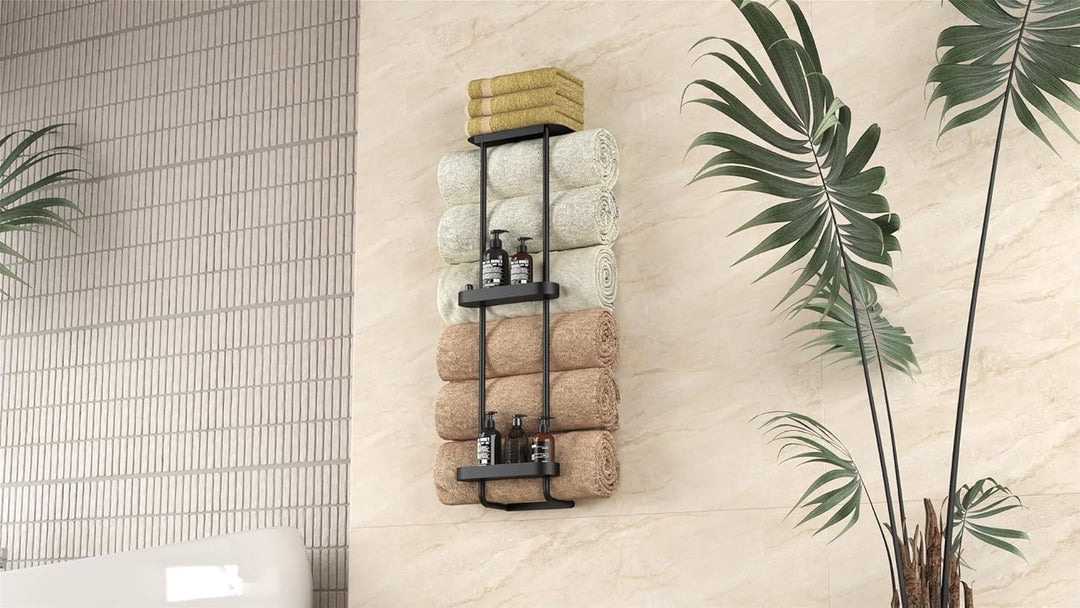 STWWO Badezimmer-Handtuchaufbewahrung, 91,4 cm, Handtuchhalter für Badezimmer, Wandmontage, mit Dusc