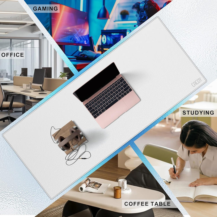 Cacoy Schreibtischunterlage aus Leder, 120x50cm Verlängertes Gaming-Mauspad, wasserdichte Schreibtis