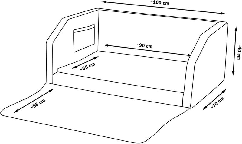 Autohundebett Reisebett Hundebett für Kofferraum Transportsystem 100x70cm (Farbe: schwarz, blau), sc