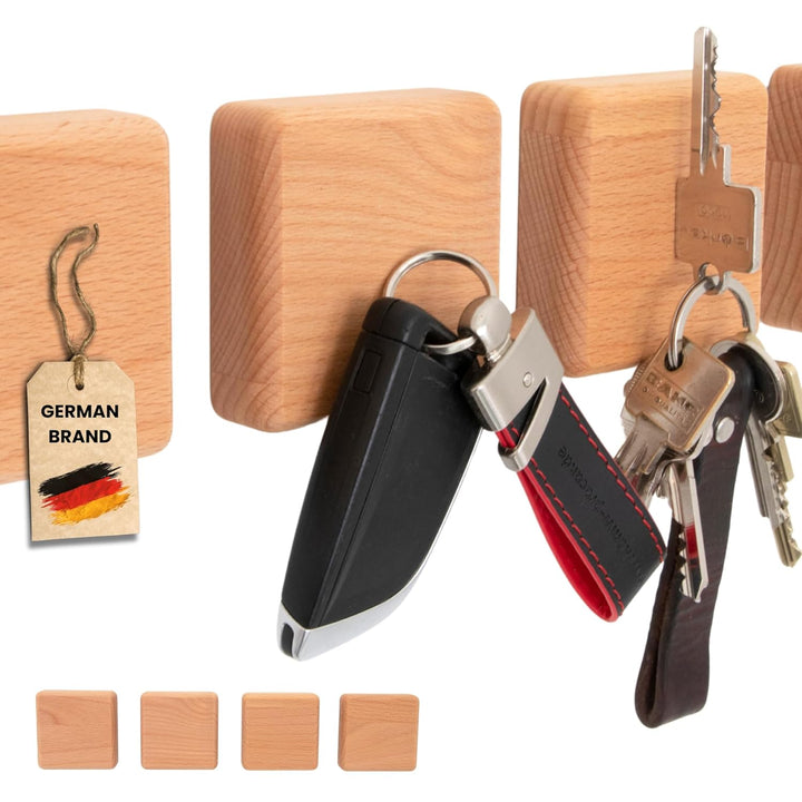 ASTREIN® | Magnetischer Schlüsselhalter | Messerhalter | Wandhalterung aus Holz | Buche | Umzugsgesc